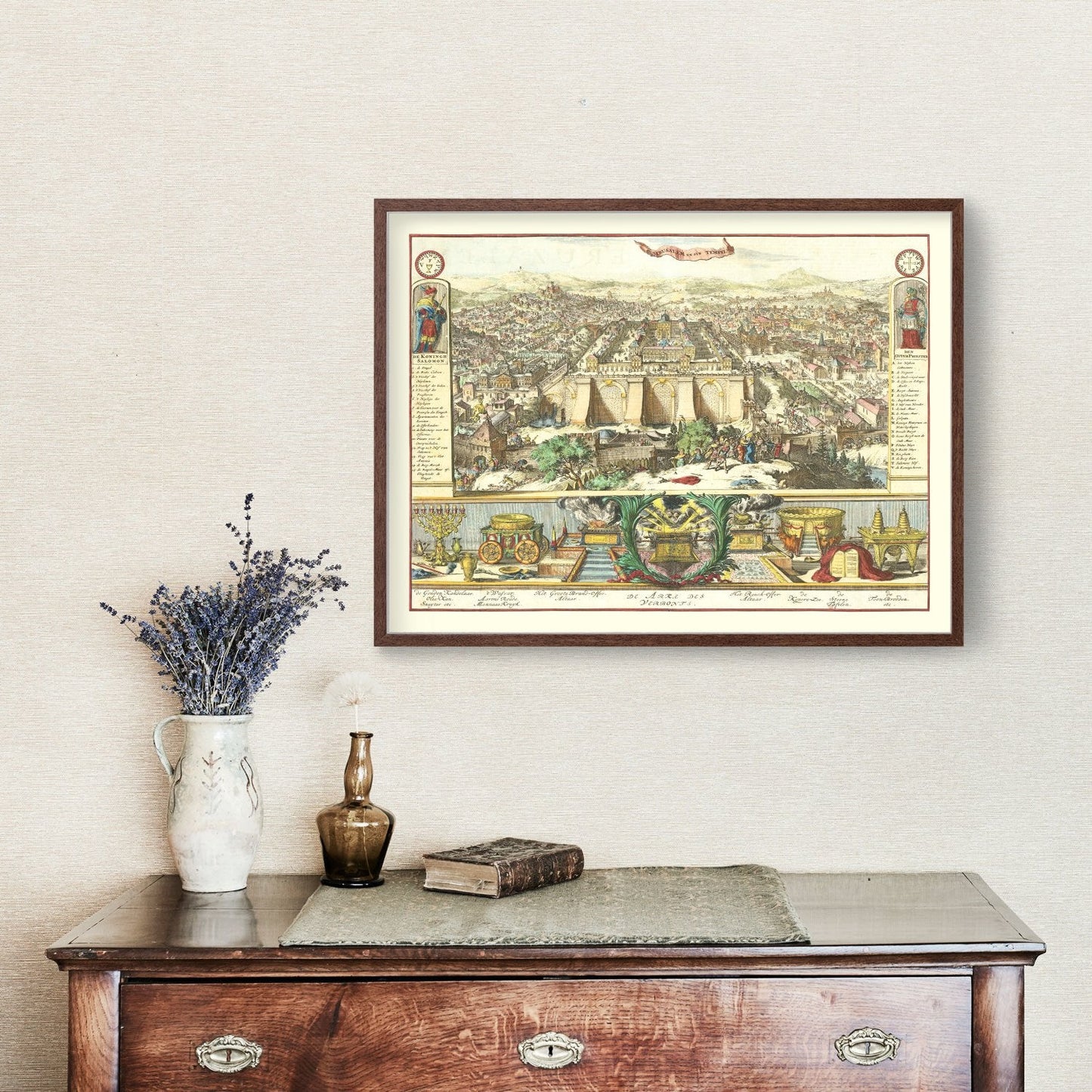 Vintage Map of Jerusalem, Israel, 1687