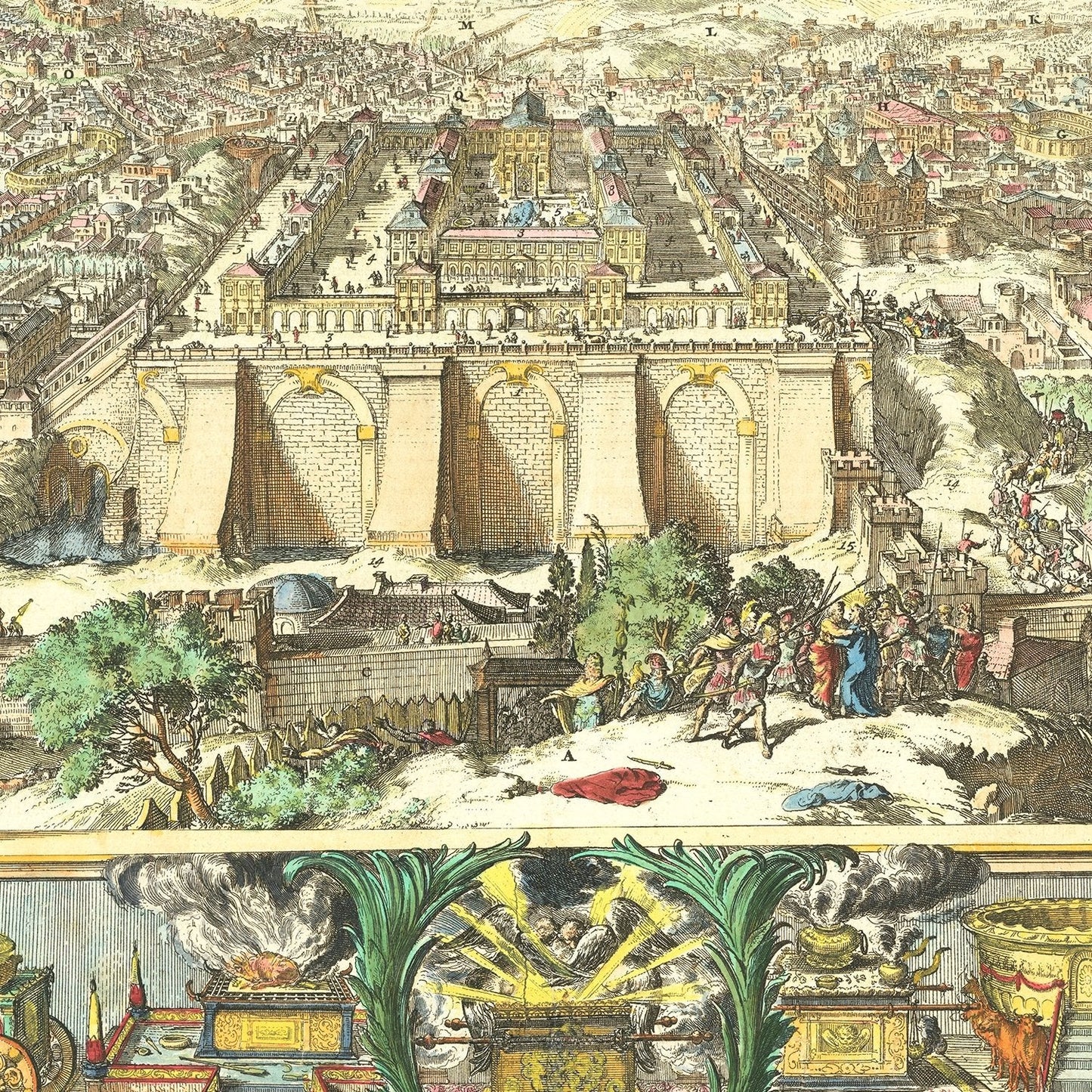 Vintage Map of Jerusalem, Israel, 1687
