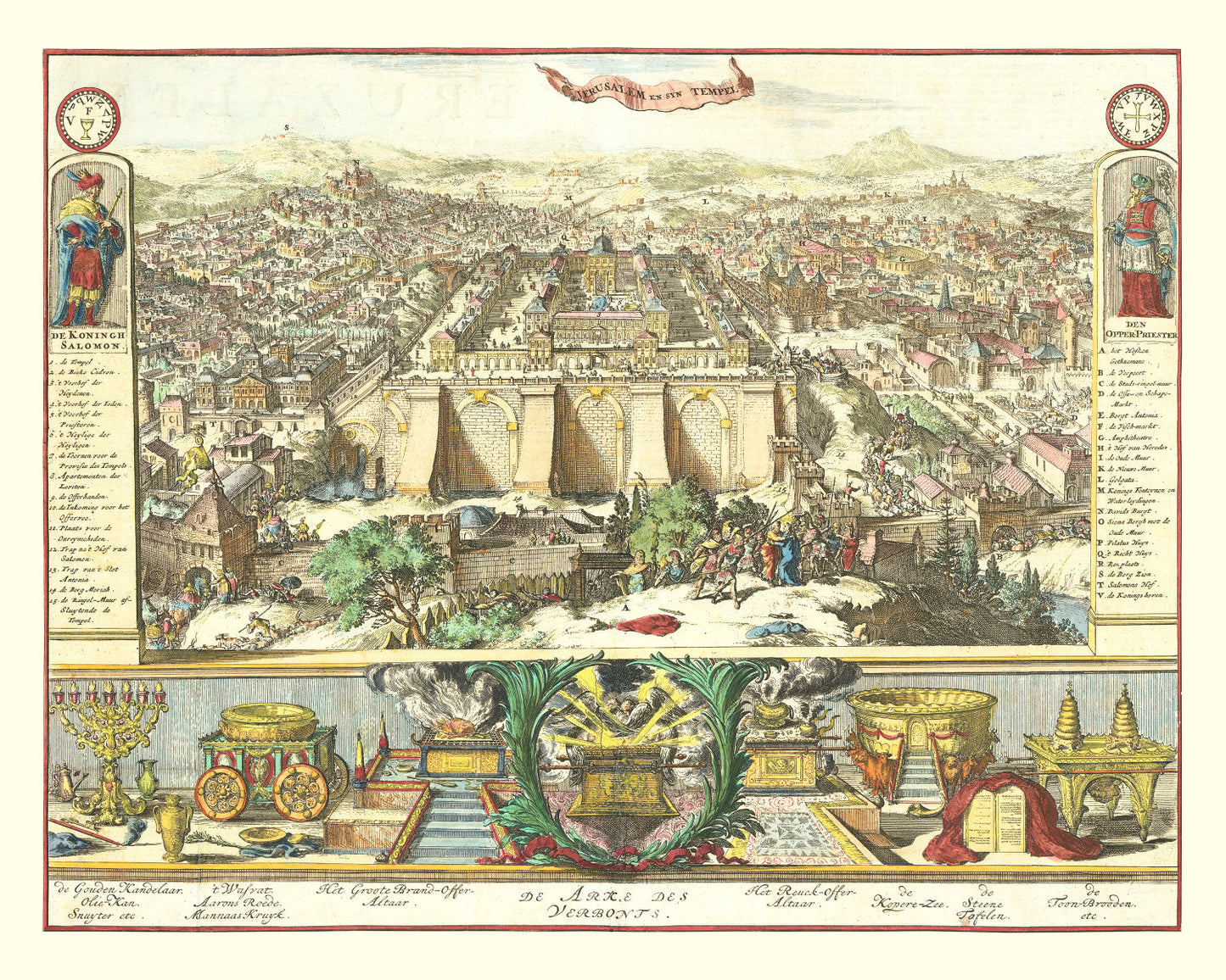 Vintage Map of Jerusalem, Israel, 1687
