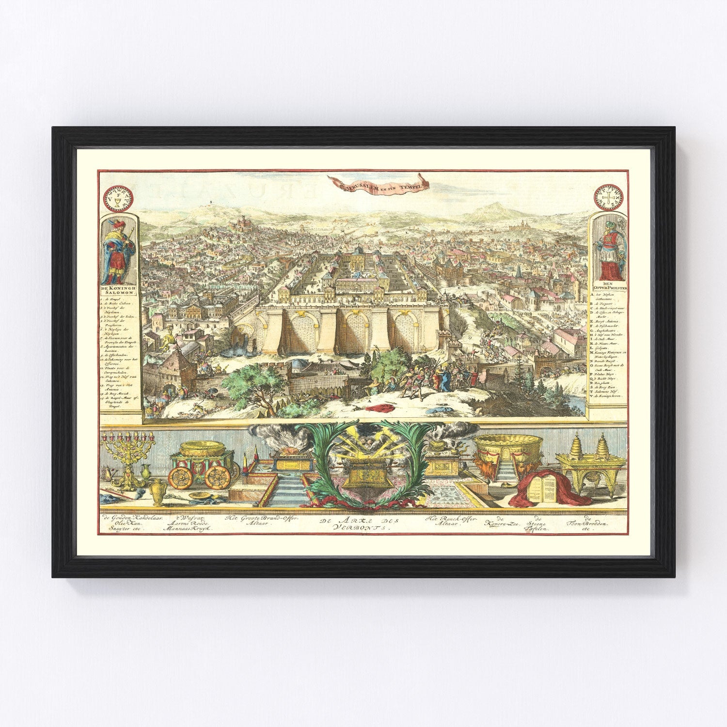 Vintage map of Jerusalem, Israel, 1687