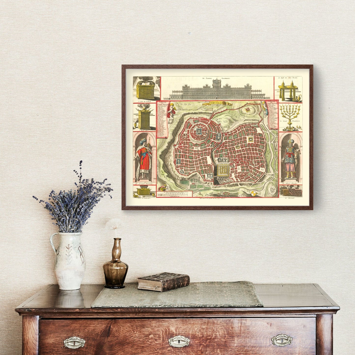Vintage Map of Jerusalem, Israel, 1690