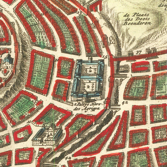 Vintage Map of Jerusalem, Israel, 1690
