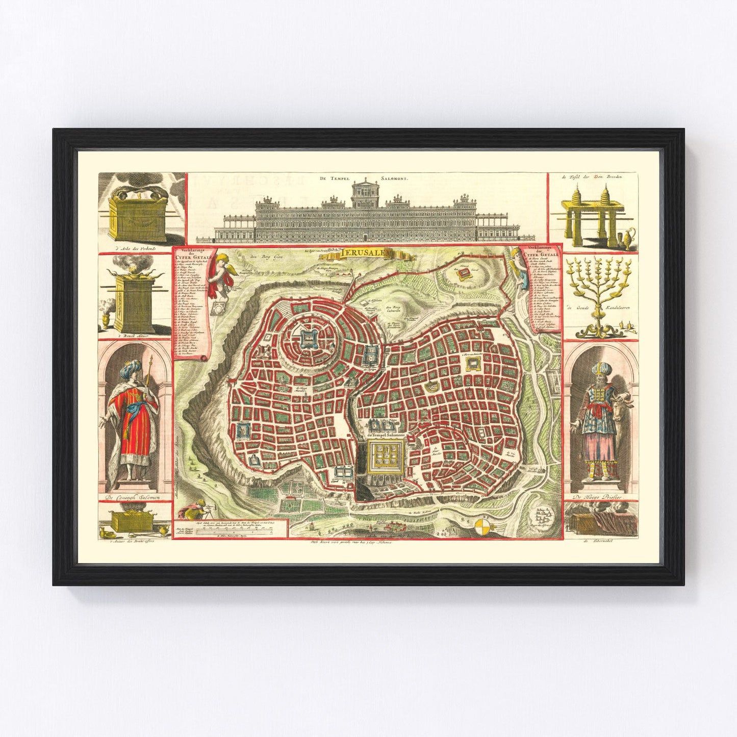 Vintage map of Jerusalem, Israel, 1690