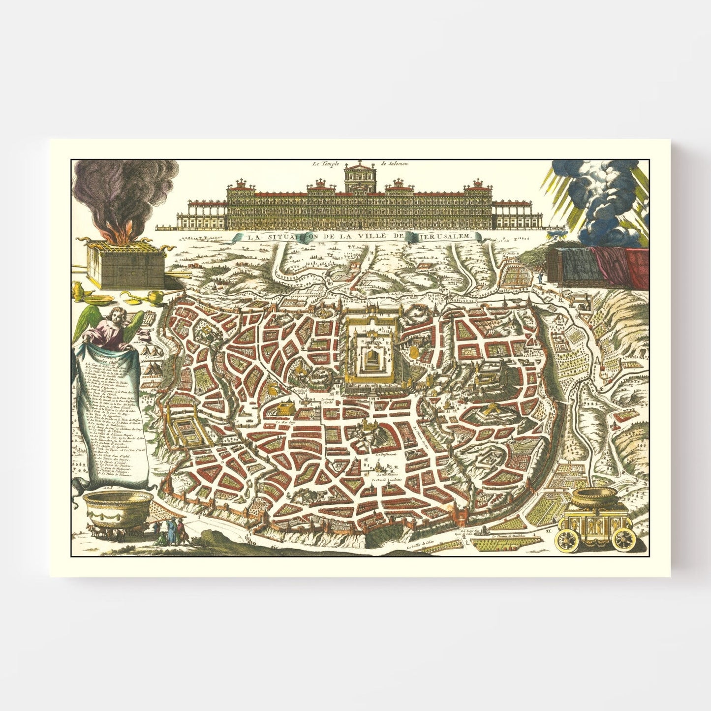 Vintage Map of Jerusalem, Israel, 1700