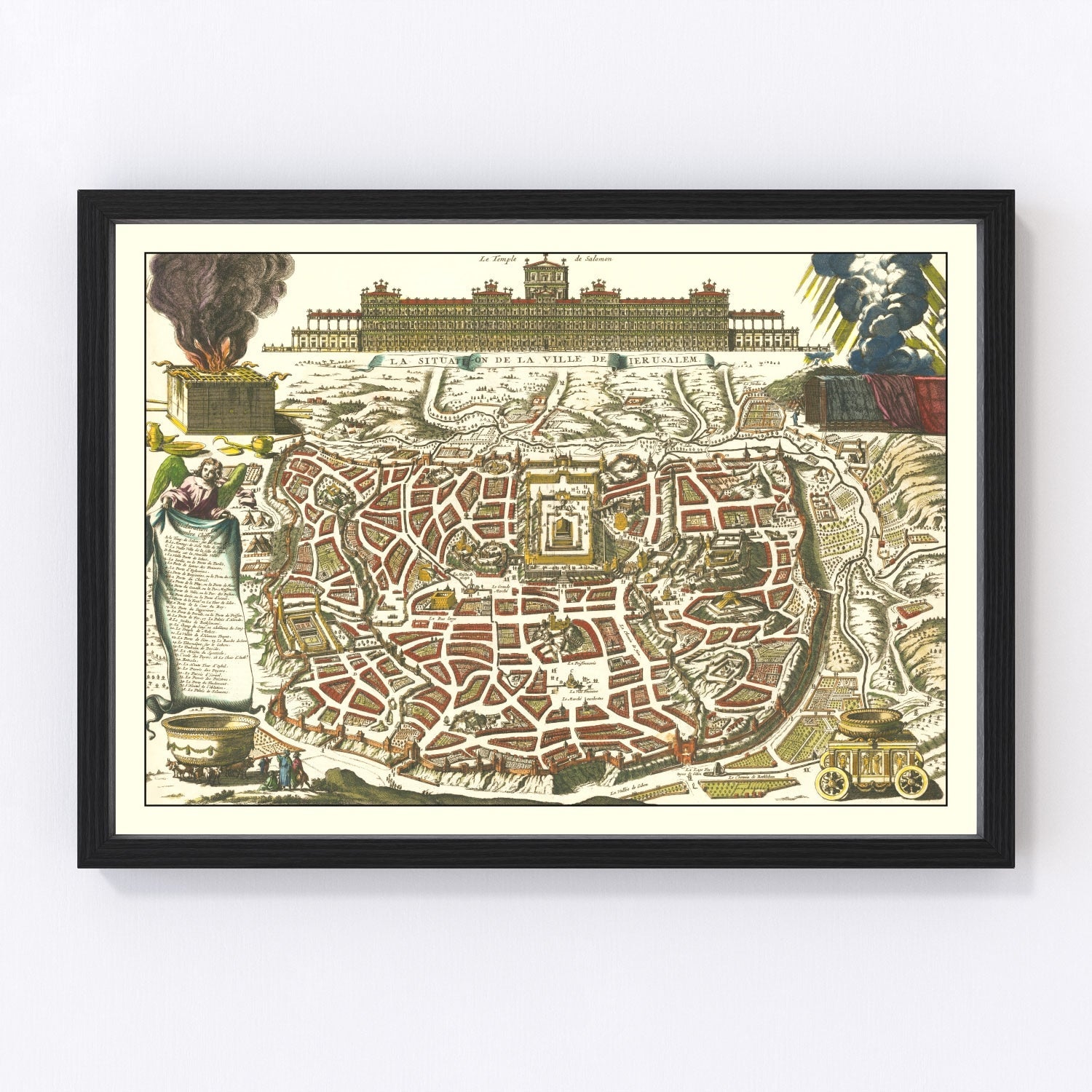 Vintage map of Jerusalem, Israel, 1700