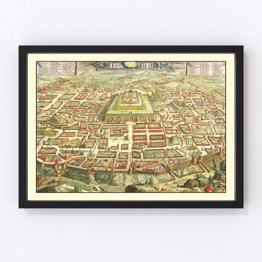 Vintage map of Jerusalem, Israel, 1702