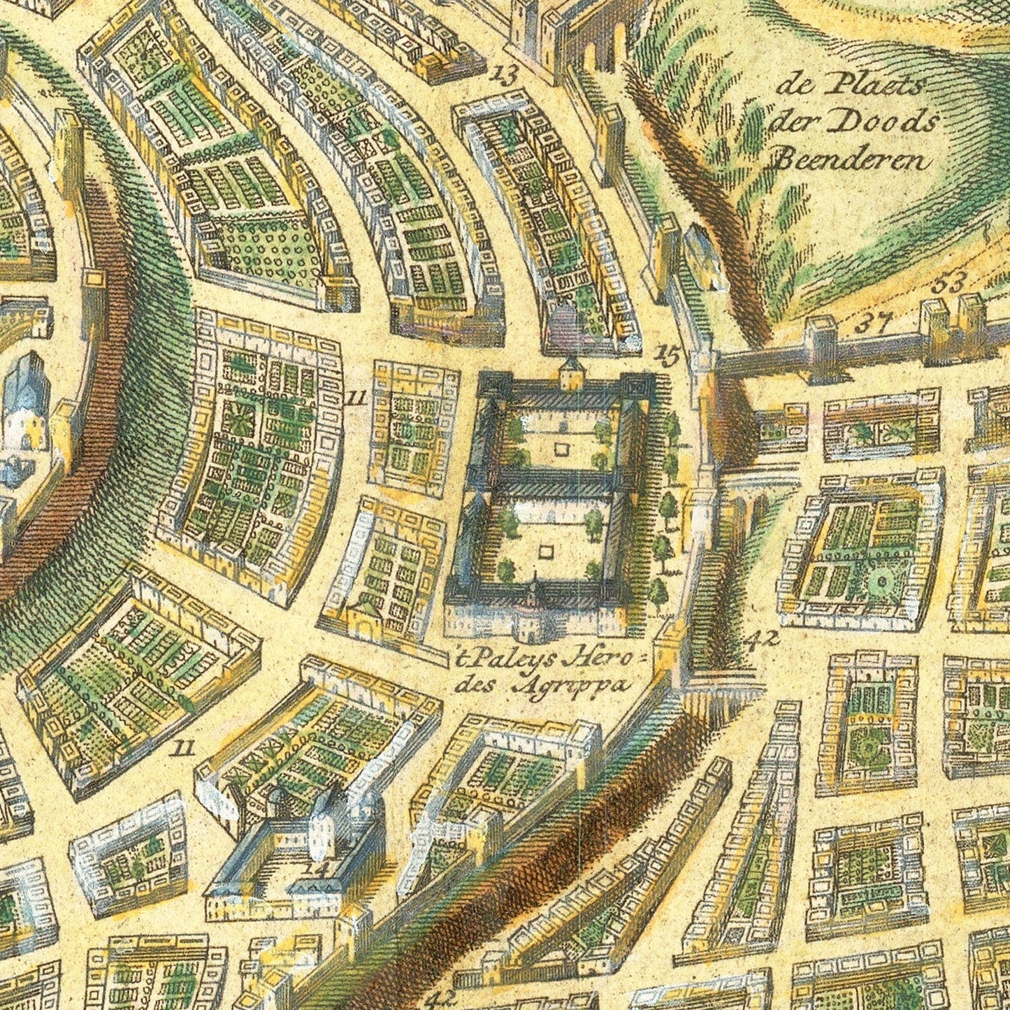 Vintage Map of Jerusalem, Israel, 1740
