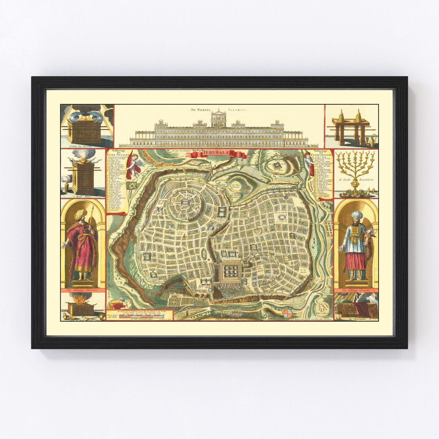 Vintage map of Jerusalem, Israel, 1740