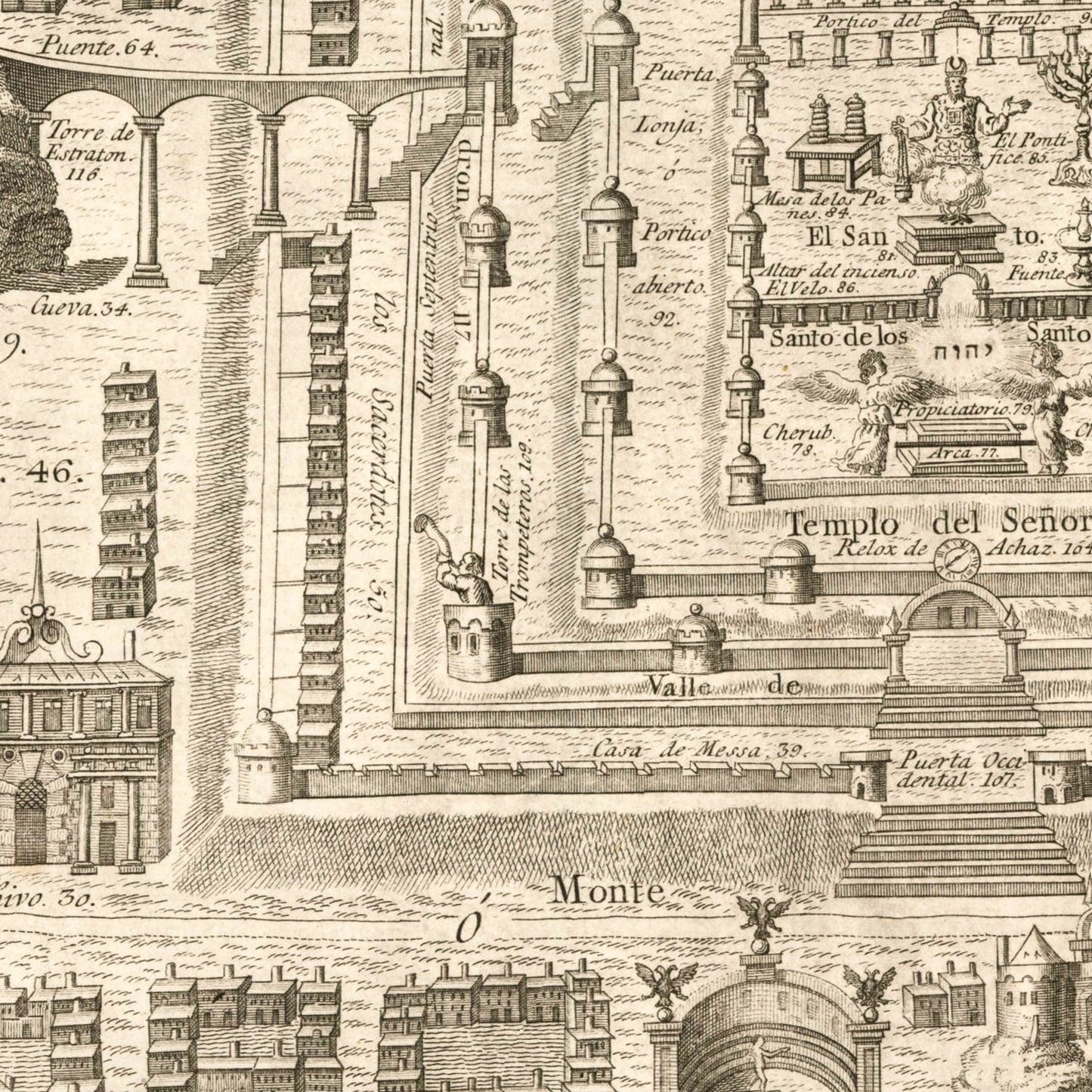 Vintage Map of Jerusalem, Israel, 1800