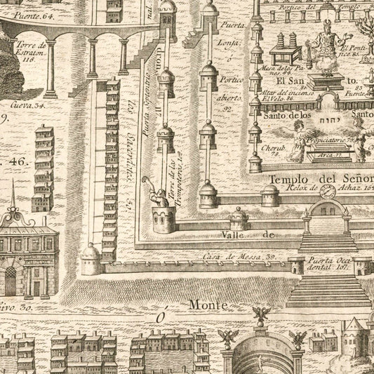 Vintage Map of Jerusalem, Israel, 1800