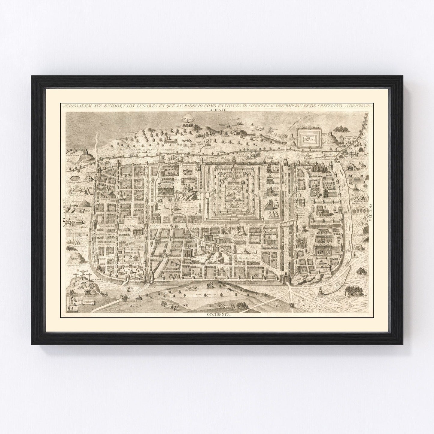 Vintage map of Jerusalem, Israel, 1800
