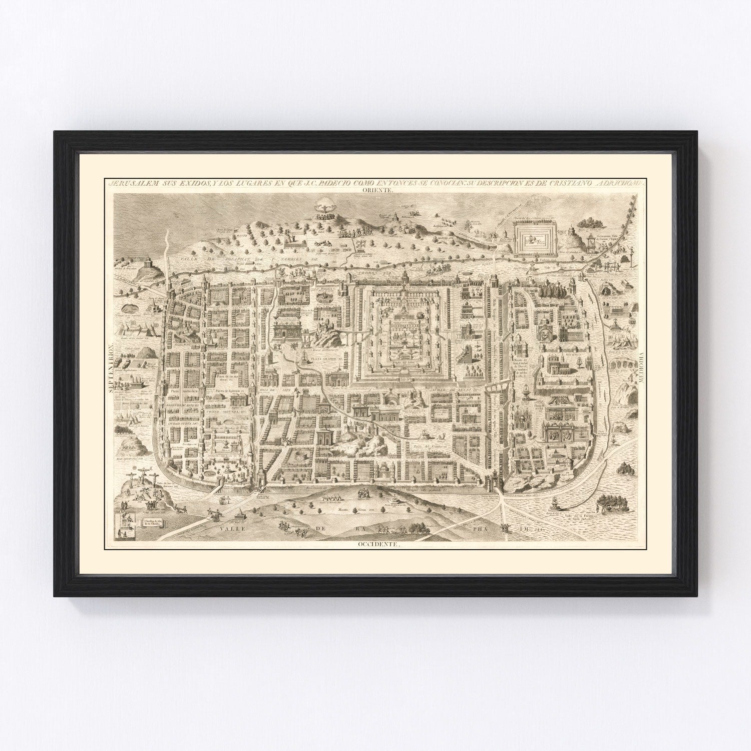 Vintage map of Jerusalem, Israel, 1800