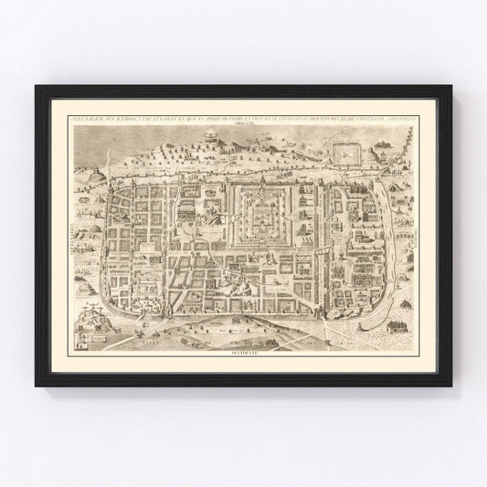 Vintage map of Jerusalem, Israel, 1800