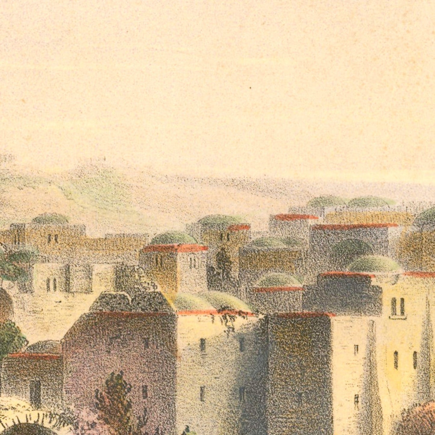 Vintage Map of Jerusalem, Israel, 1838