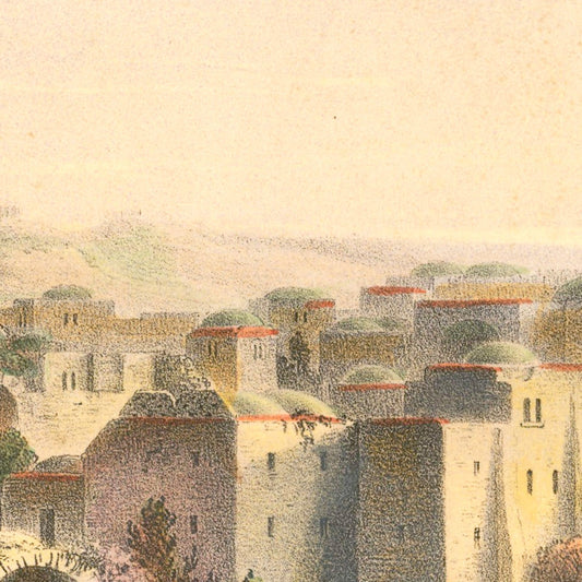 Vintage Map of Jerusalem, Israel, 1838
