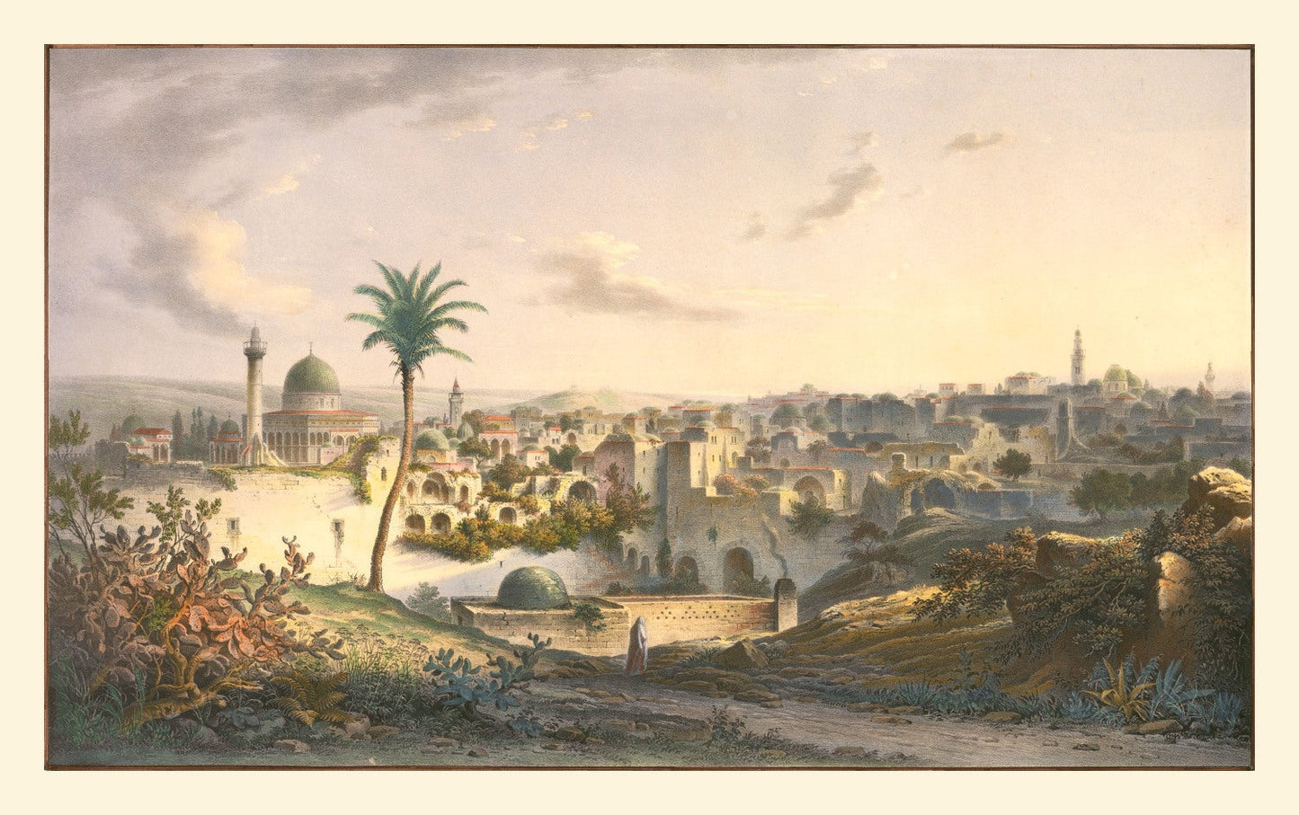 Vintage Map of Jerusalem, Israel, 1838