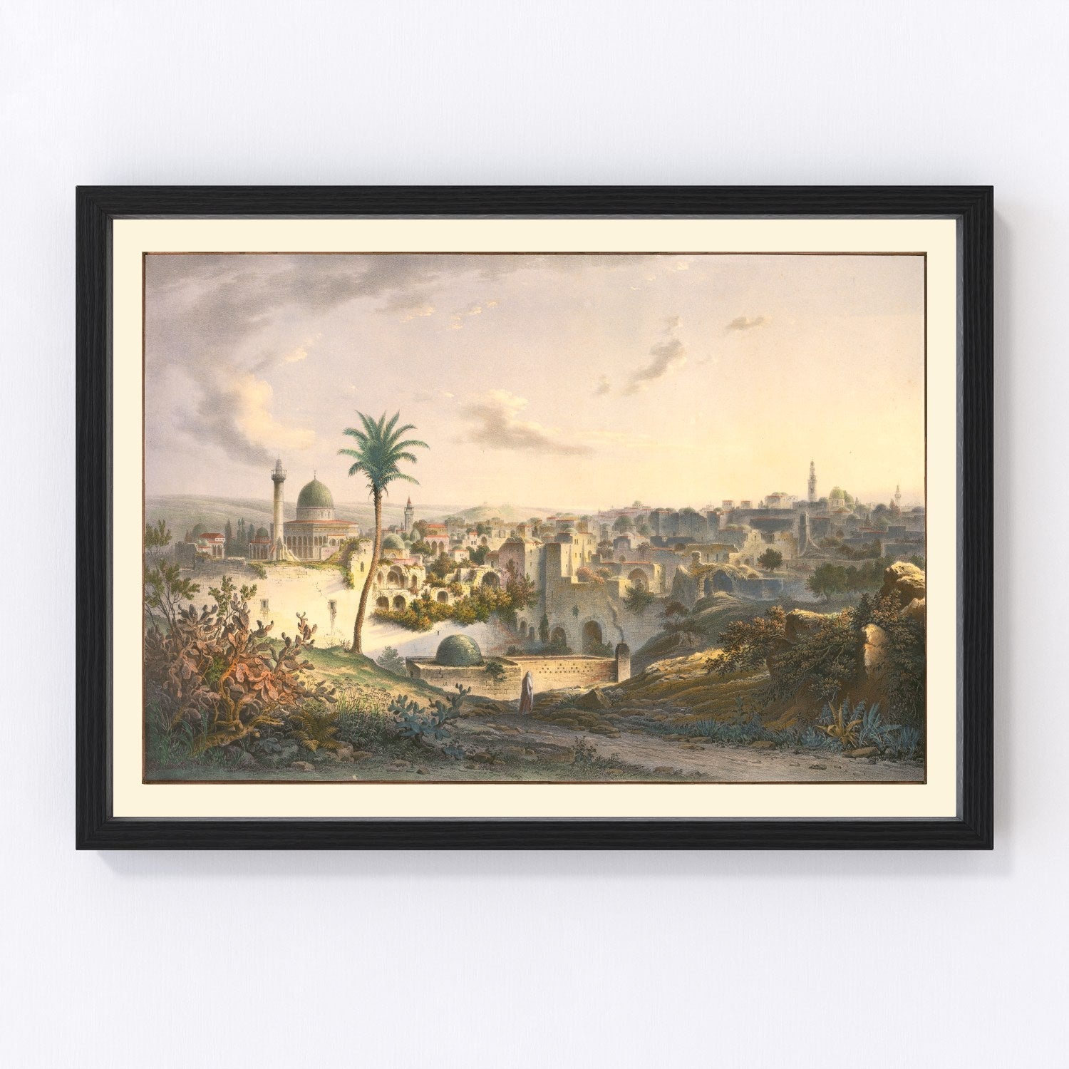 Vintage map of Jerusalem, Israel, 1838