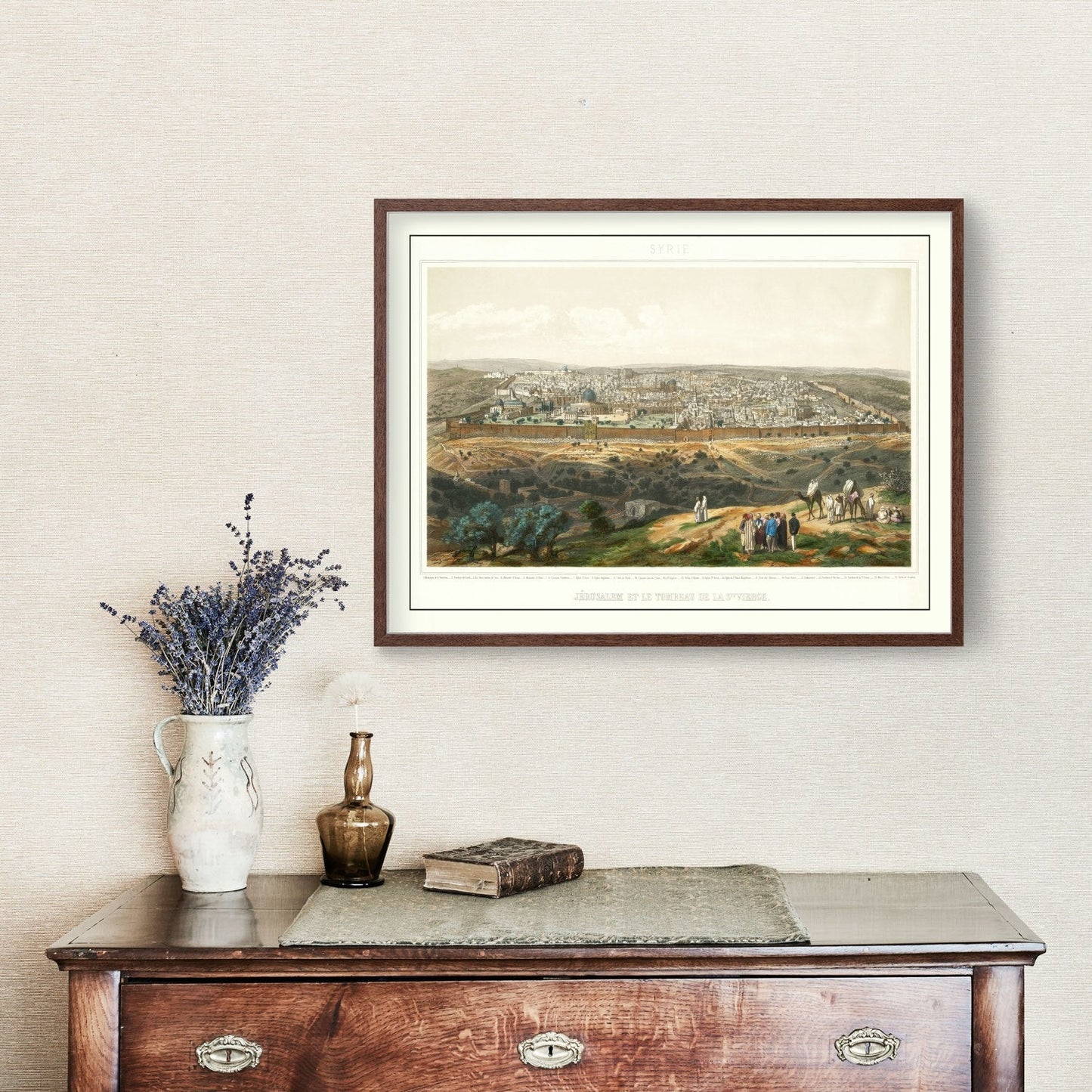 Vintage Map of Jerusalem, Israel, 1875