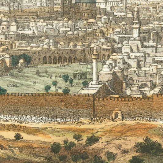 Vintage Map of Jerusalem, Israel, 1875