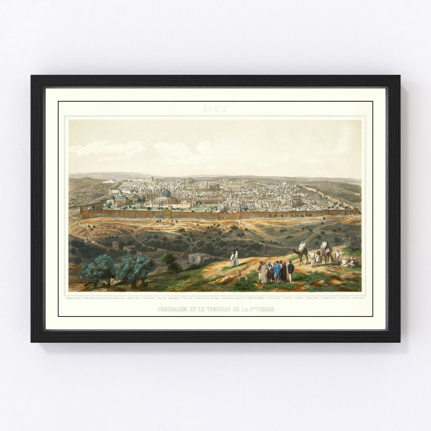 Vintage map of Jerusalem, Israel, 1875