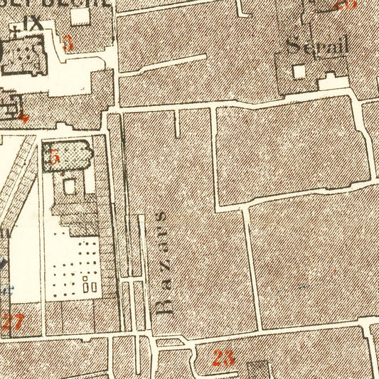 Vintage Map of Jerusalem, Israel, 1900