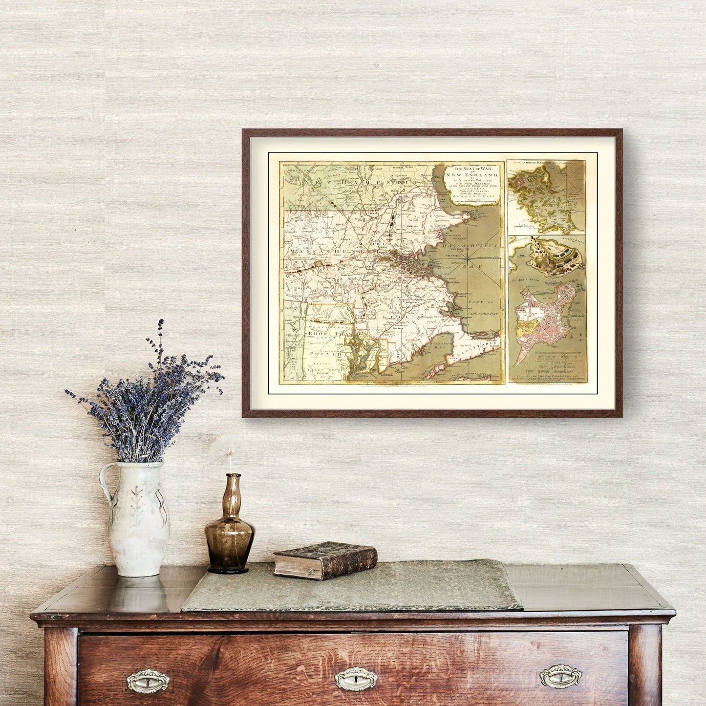 Vintage Map of the Seat of War in New England, 1775