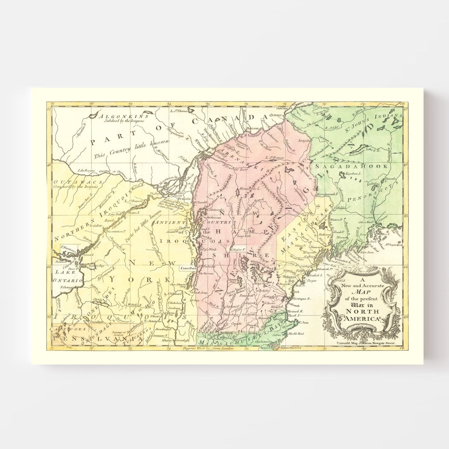 Vintage Map of the French and Indian War, 1757
