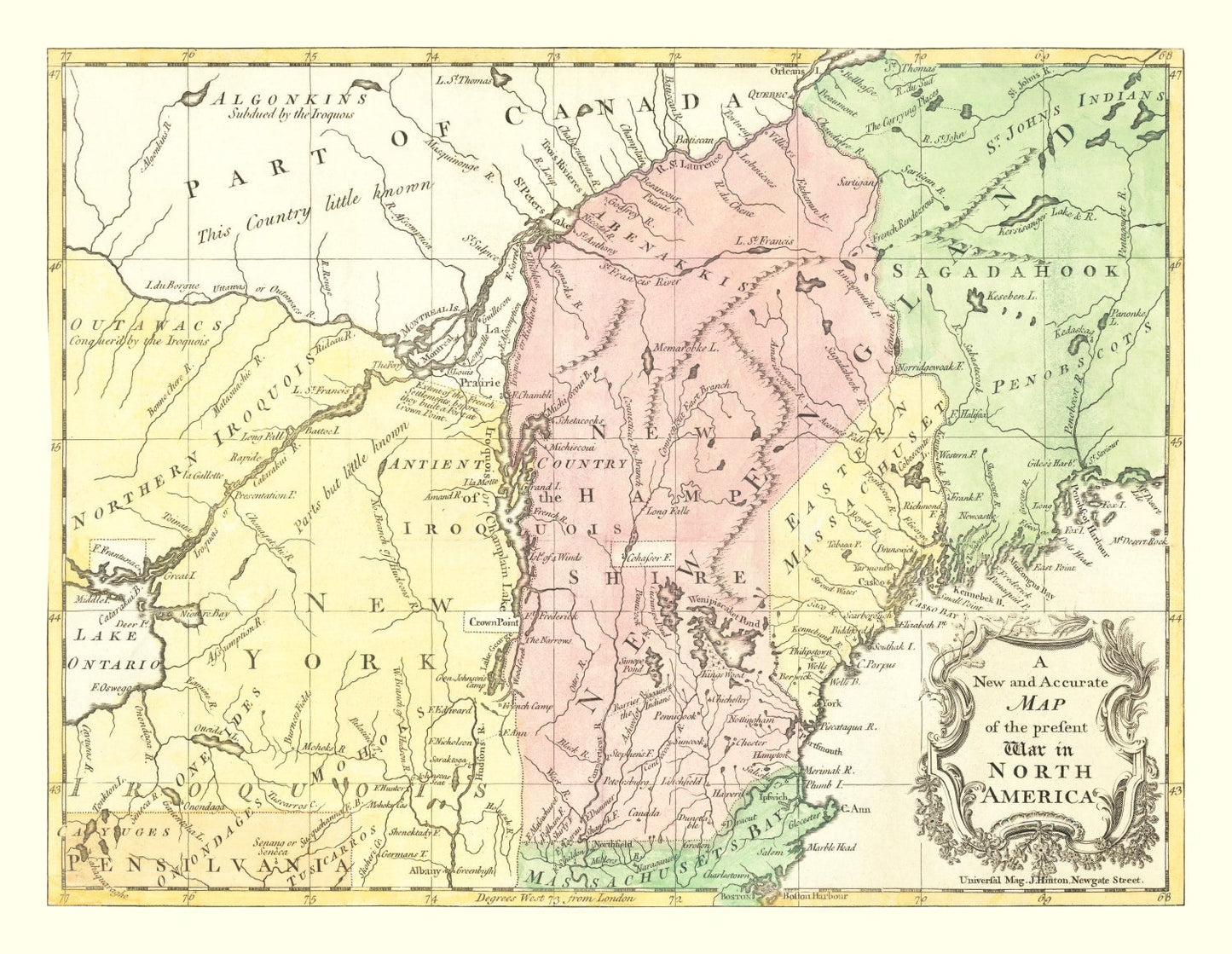 Vintage Map of the French and Indian War, 1757