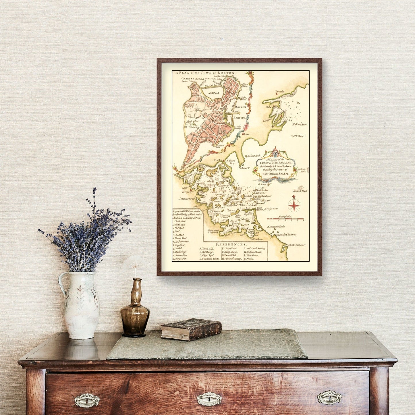 Vintage Map of Boston, Massachusetts, 1774