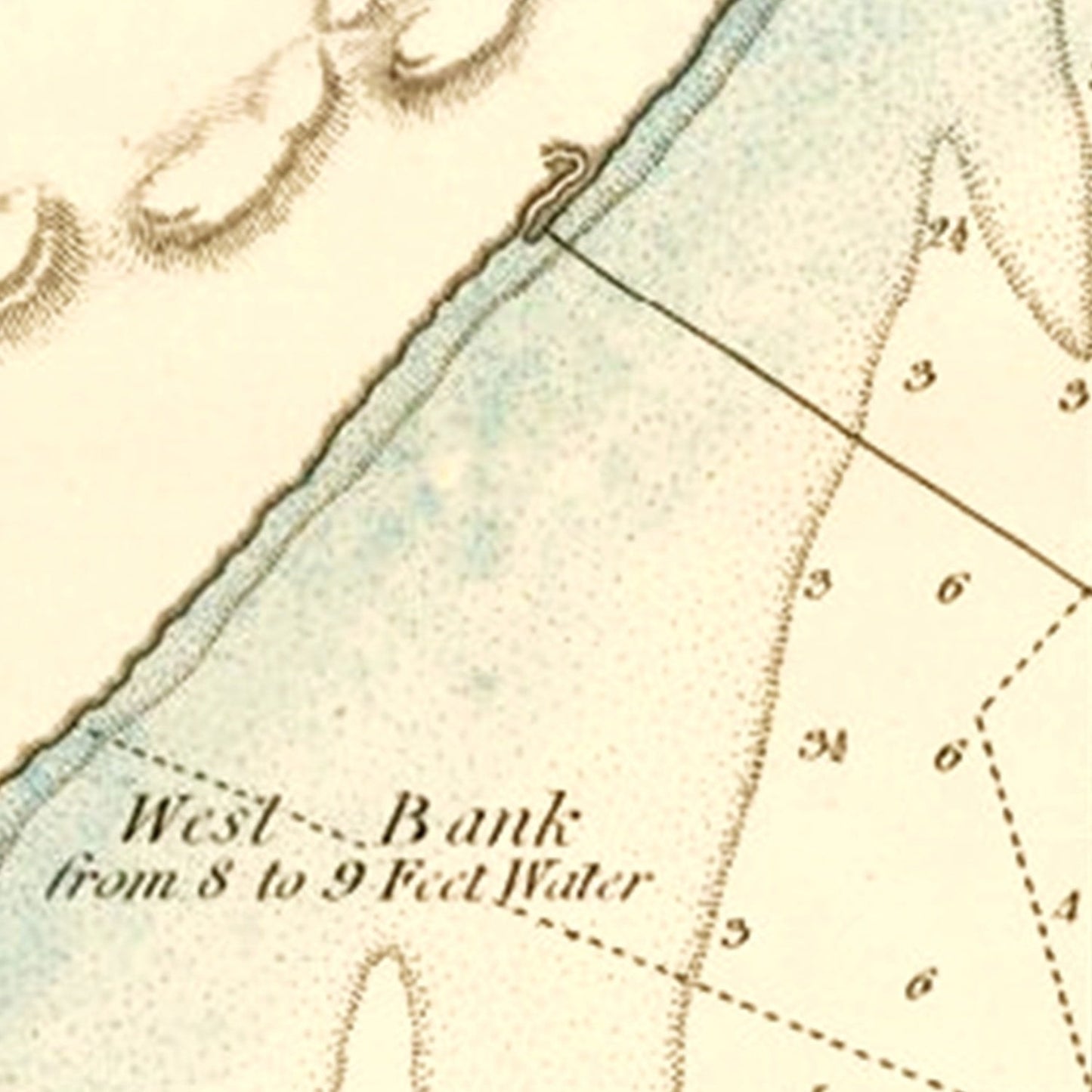 Vintage Entrance of Hudson River Map, 1776