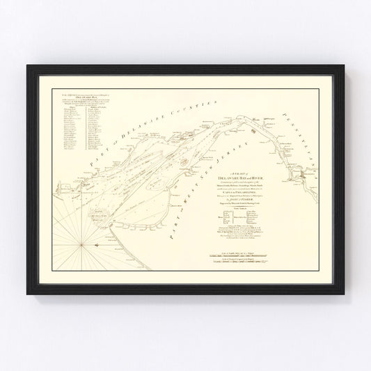 Restored vintage map of Delaware Bay and River, 1776