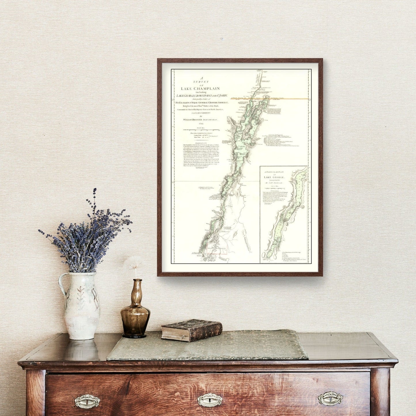 Vintage Lake Champlain Map, 1776