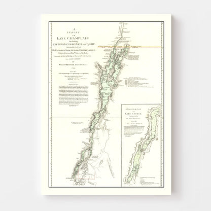Vintage Lake Champlain Map, 1776