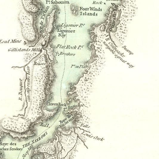 Vintage Lake Champlain Map, 1776