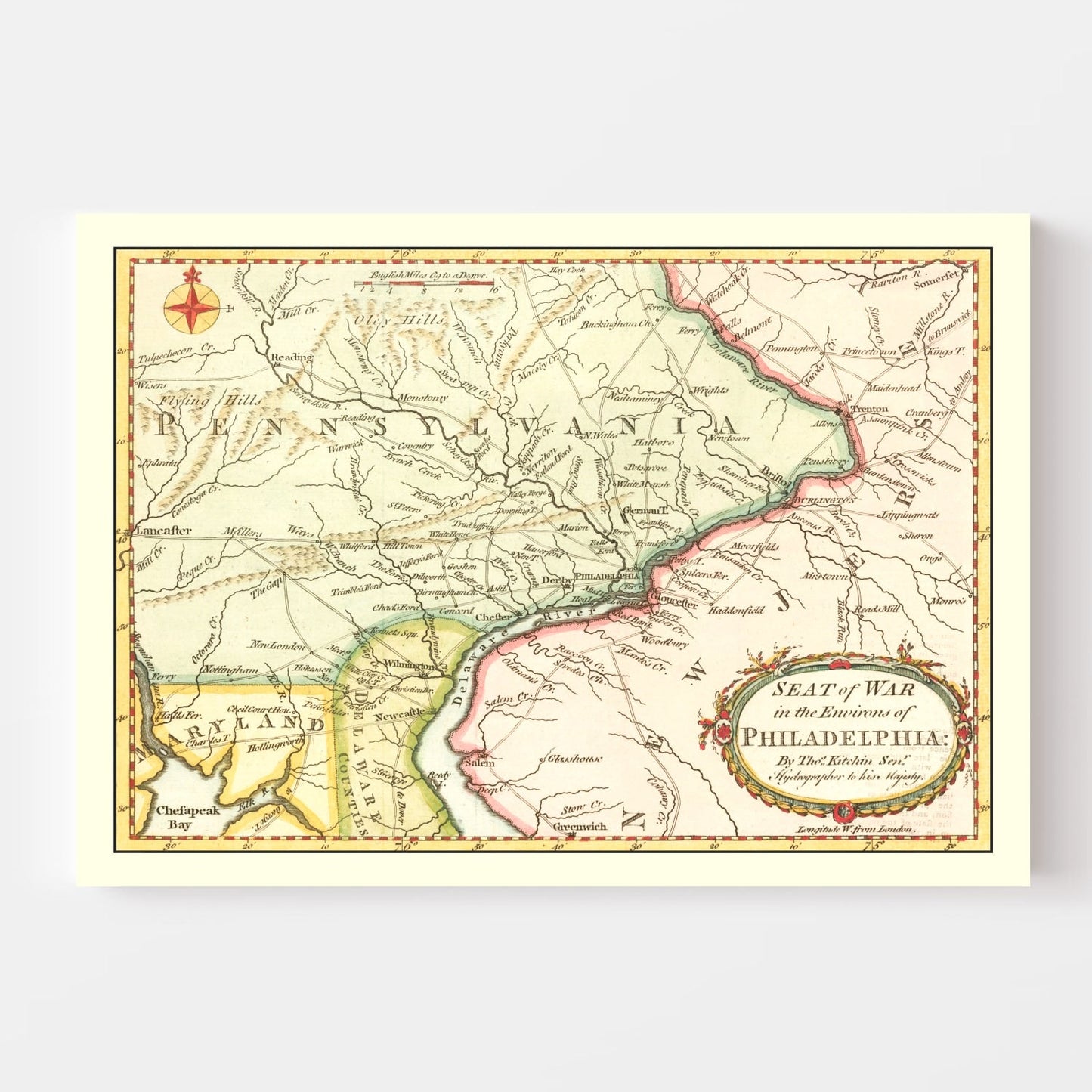 Vintage Map of the War in Philadelphia, 1777
