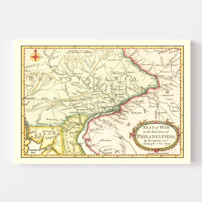Vintage Map of the War in Philadelphia, 1777