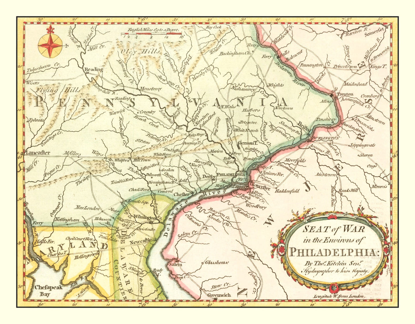 Vintage Map of the War in Philadelphia, 1777