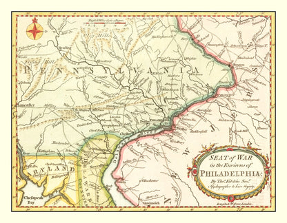 Vintage Map of the War in Philadelphia, 1777