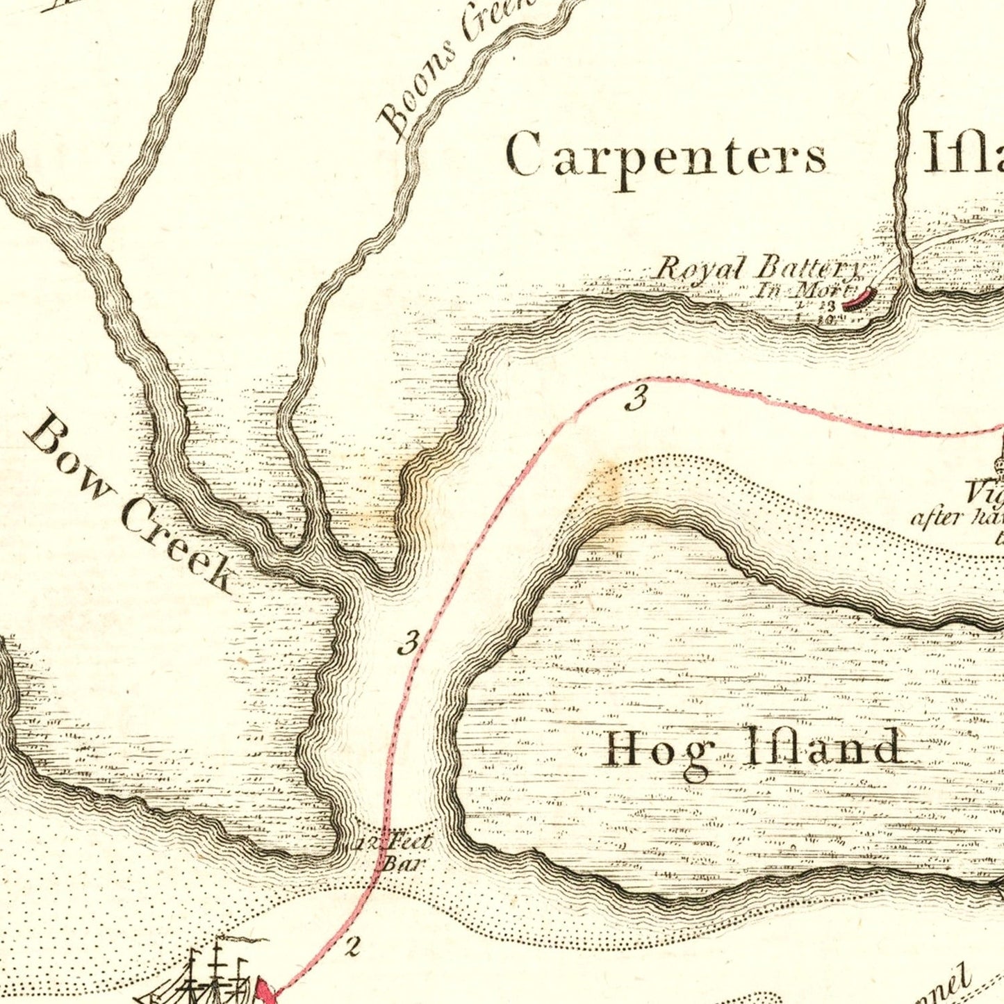 Vintage Revolutionary War Battle Map, 1778