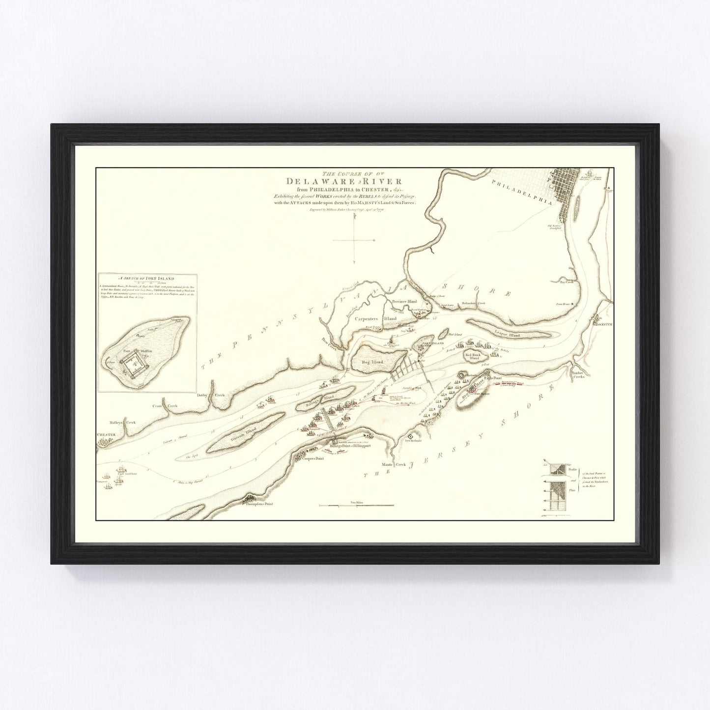 vintage Revolutionary War battle map, 1778