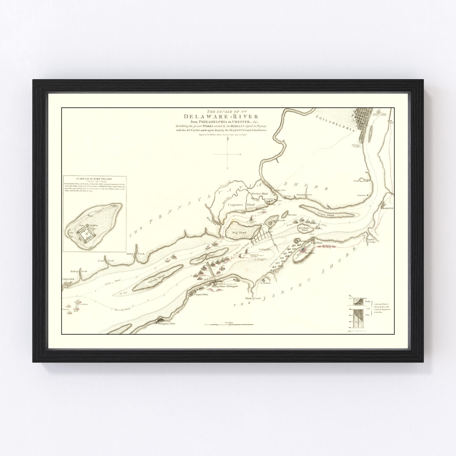 vintage Revolutionary War battle map, 1778