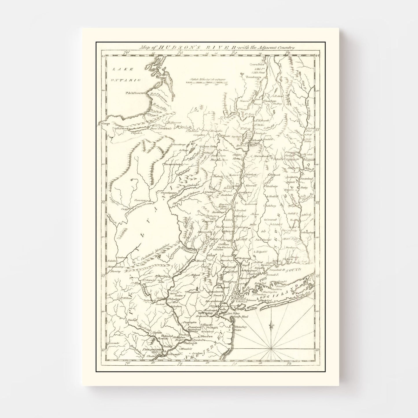 Vintage Hudson River Map, 1778