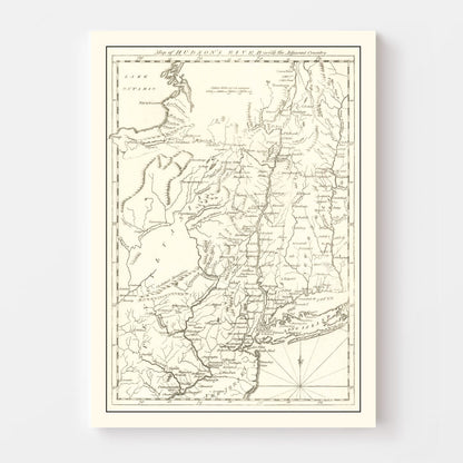 Vintage Hudson River Map, 1778