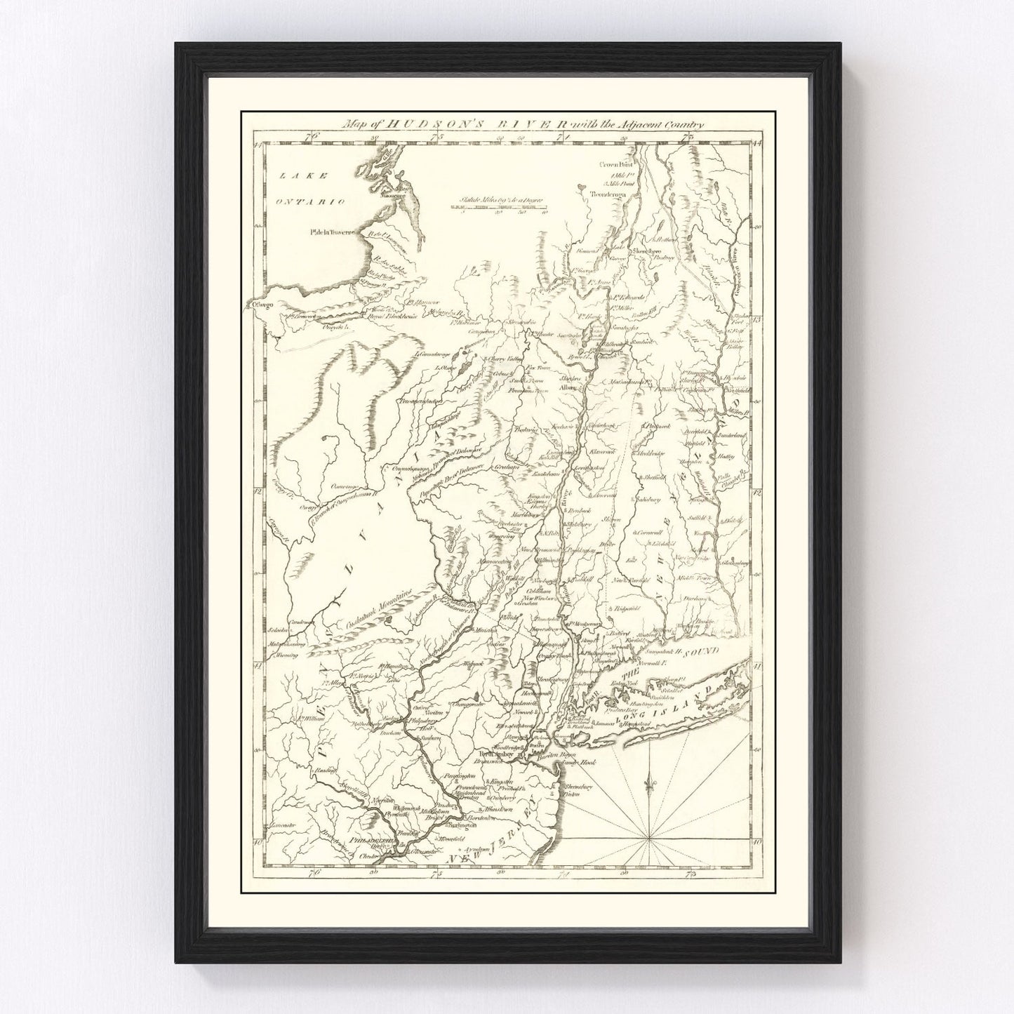 Vintage Revolutionary War map of the Hudson River, 1778