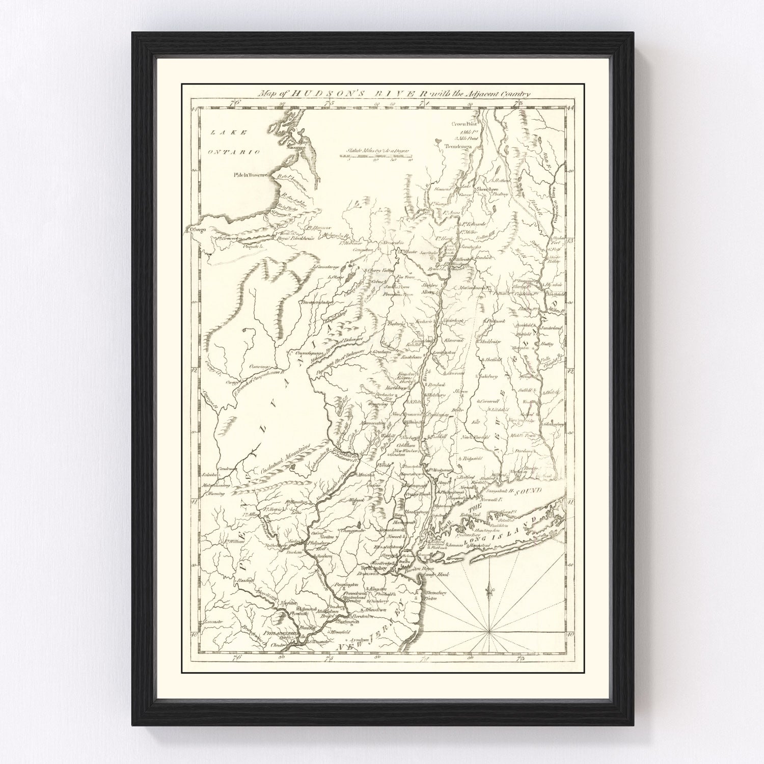 Vintage Revolutionary War map of the Hudson River, 1778