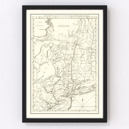Vintage Revolutionary War map of the Hudson River, 1778