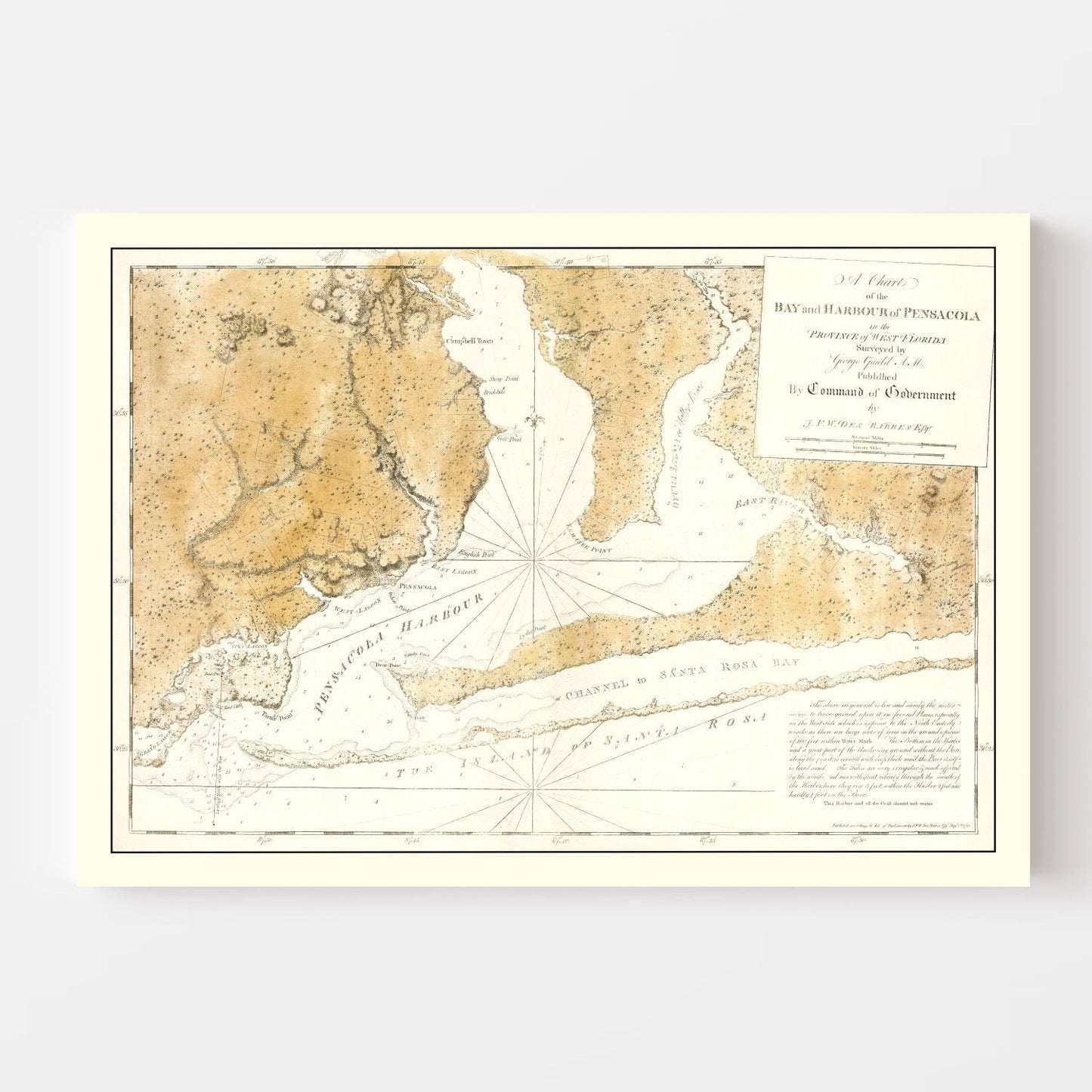 Vintage Map of Pensacola Harbor, Florida, 1780