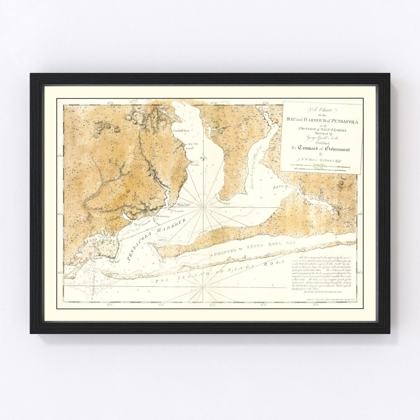 vintage map of Pensacola Harbor, Florida, 1780