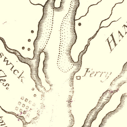 Vintage Cape Fear River Map, North Carolina, 1781