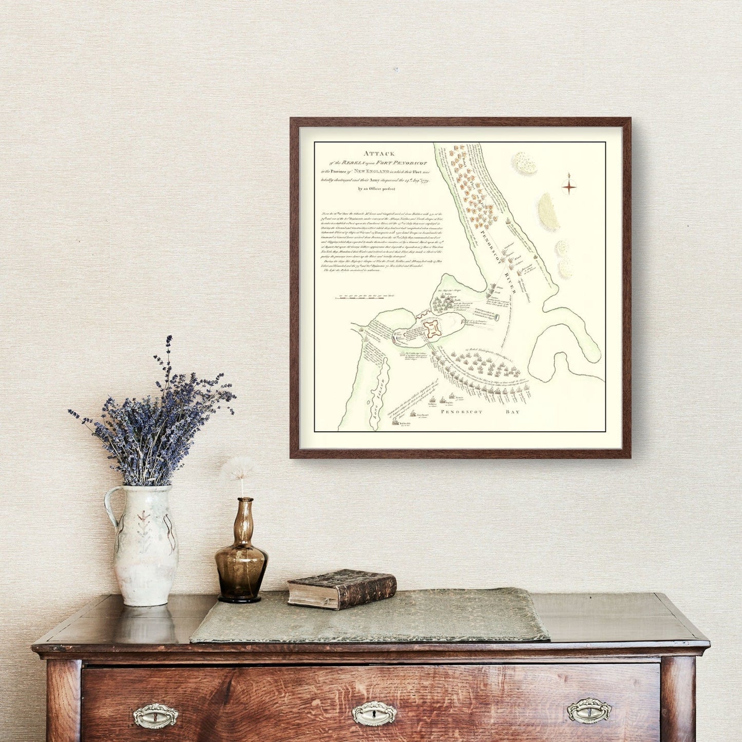 Vintage Map of Fort Penobscot, Maine, 1785